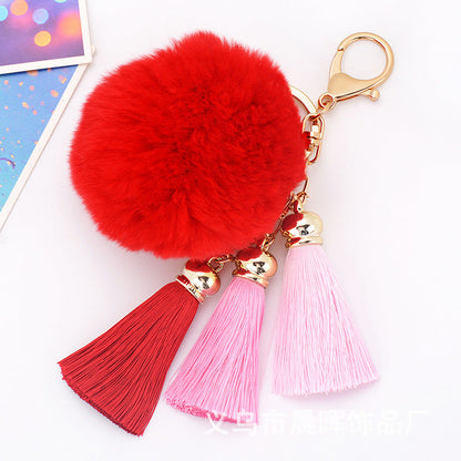 Creative New Plush Ball Tassel Pendant  Plush Keychains