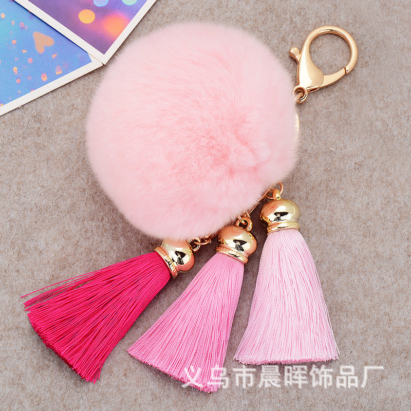 Creative New Plush Ball Tassel Pendant  Plush Keychains