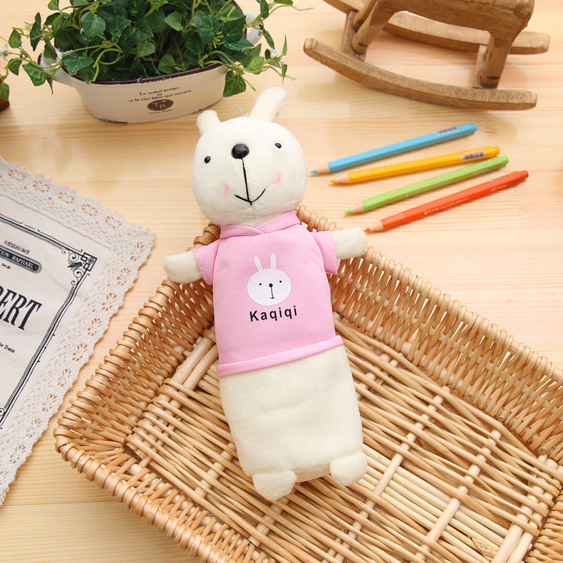 Simple Cartoon Rabbit Plush Pencil Case