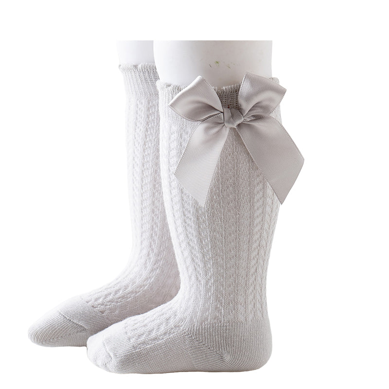 Baby Girls Solid Color Bow Accessories Socks