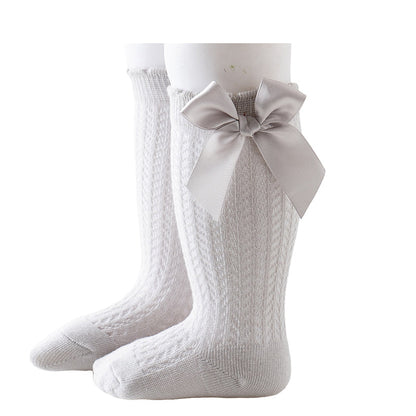 Baby Girls Solid Color Bow Accessories Socks