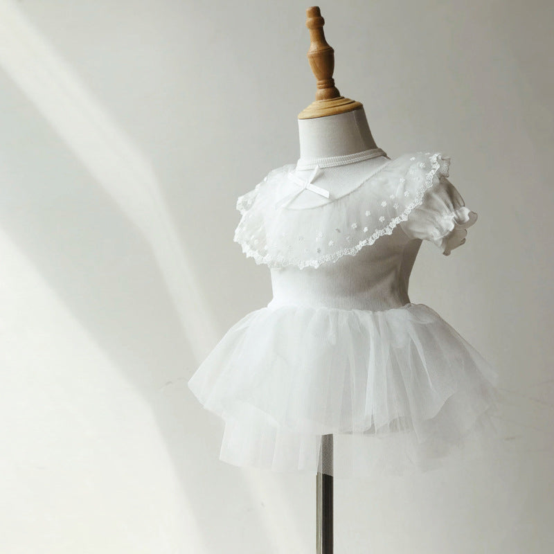 Baby Girls Bow Lace Embroidered Princess Dresses Headwear