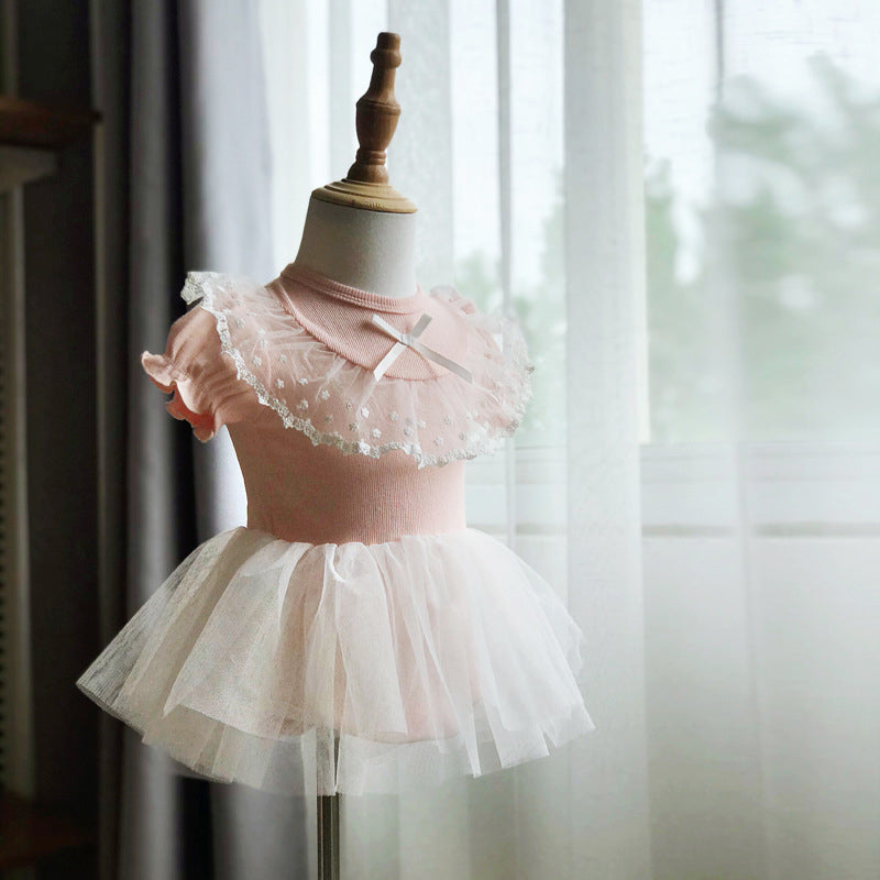 Baby Girls Bow Lace Embroidered Princess Dresses Headwear