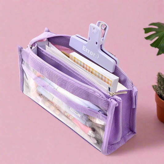 Large Capacity Six-layer Transparent Canvas Pencil Case