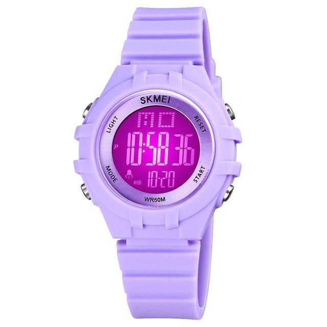 Sportswear Digital Girl's Watch With Pale Pink Silicone Strap