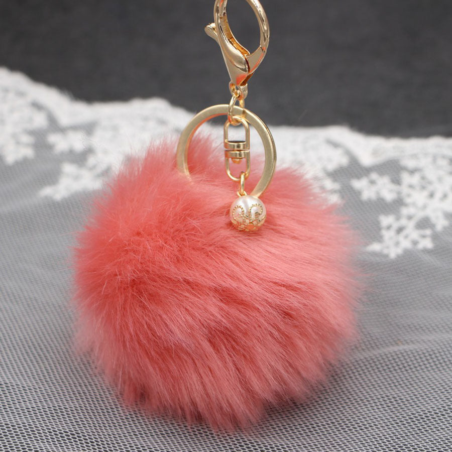 Pearl 8cm Fur Ball Keychain