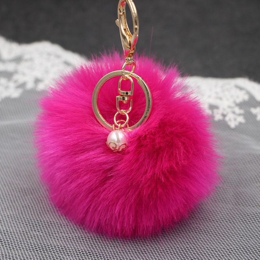 Pearl 8cm Fur Ball Keychain