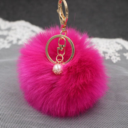 Pearl 8cm Fur Ball Keychain