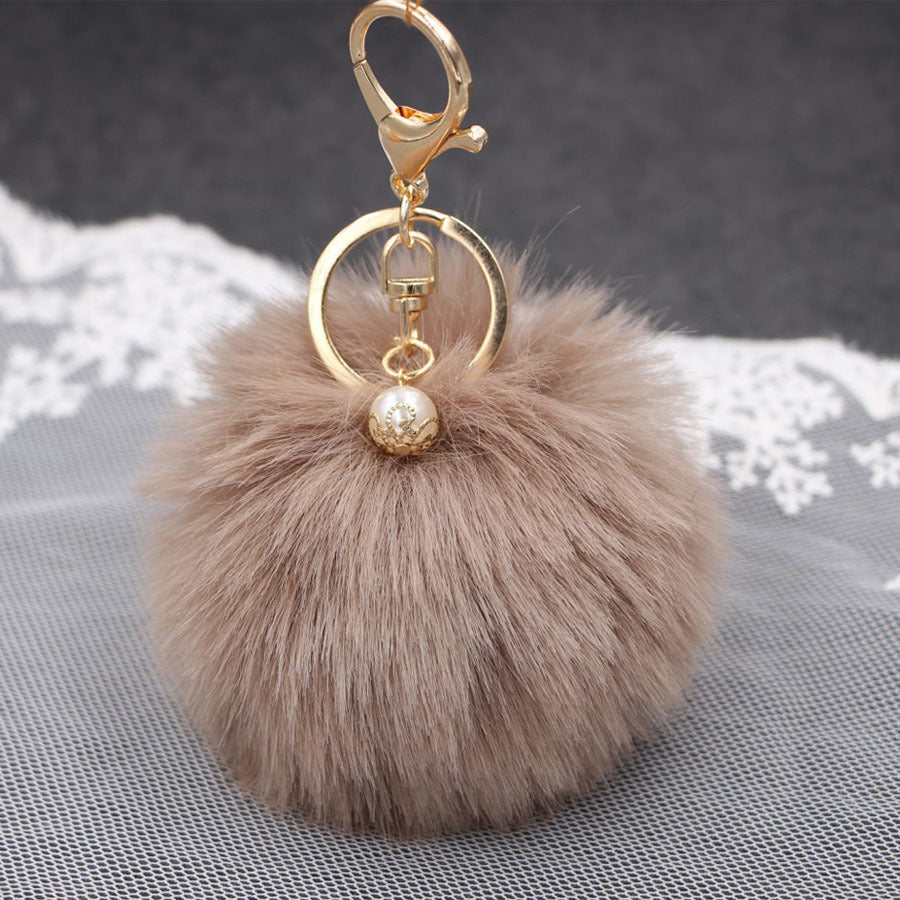 Pearl 8cm Fur Ball Keychain