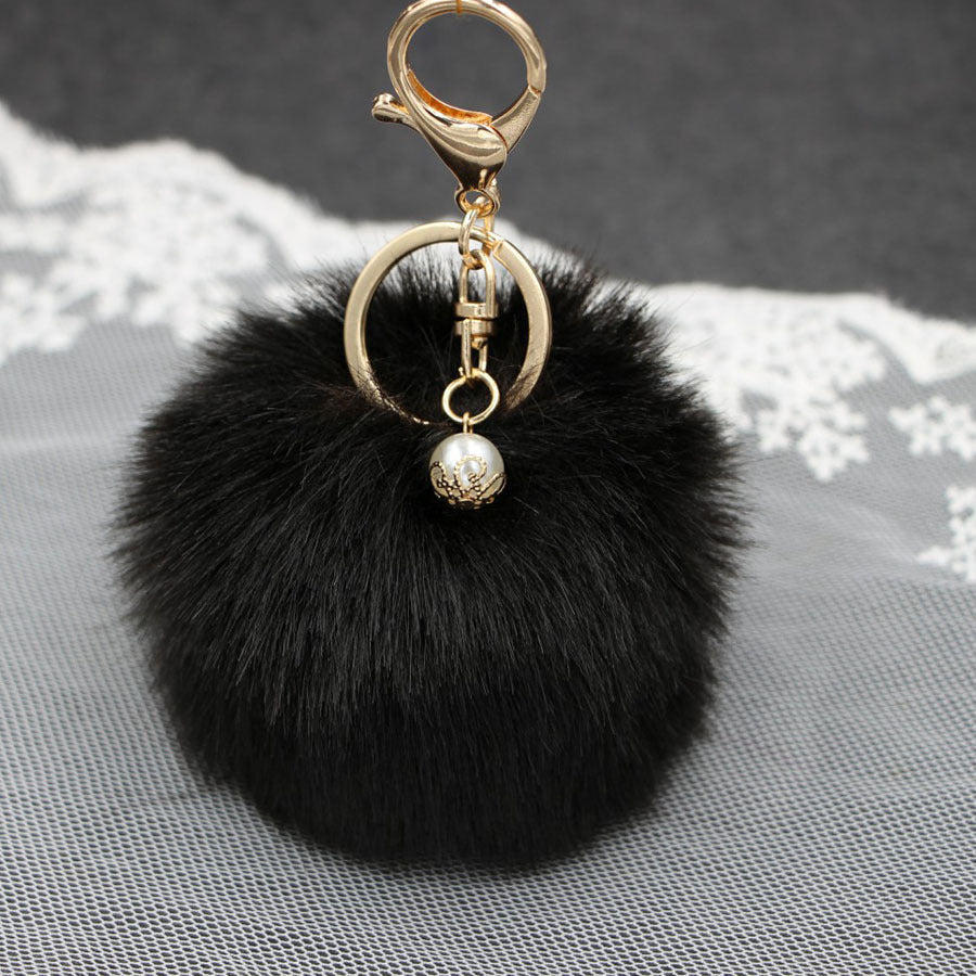 Pearl 8cm Fur Ball Keychain