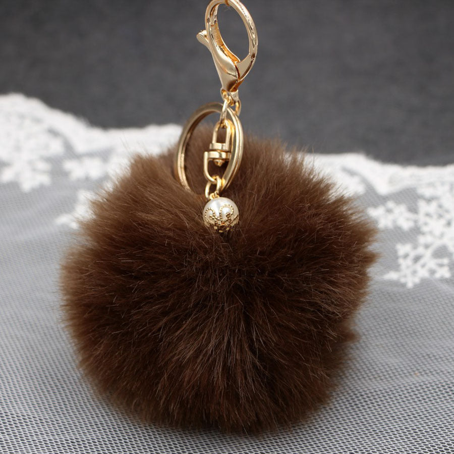 Pearl 8cm Fur Ball Keychain