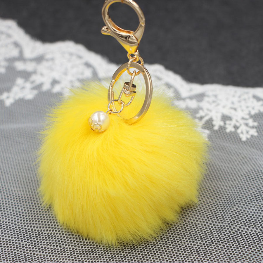 Pearl 8cm Fur Ball Keychain
