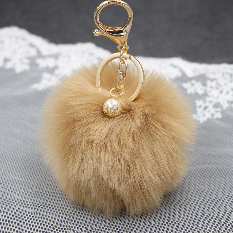 Pearl 8cm Fur Ball Keychain