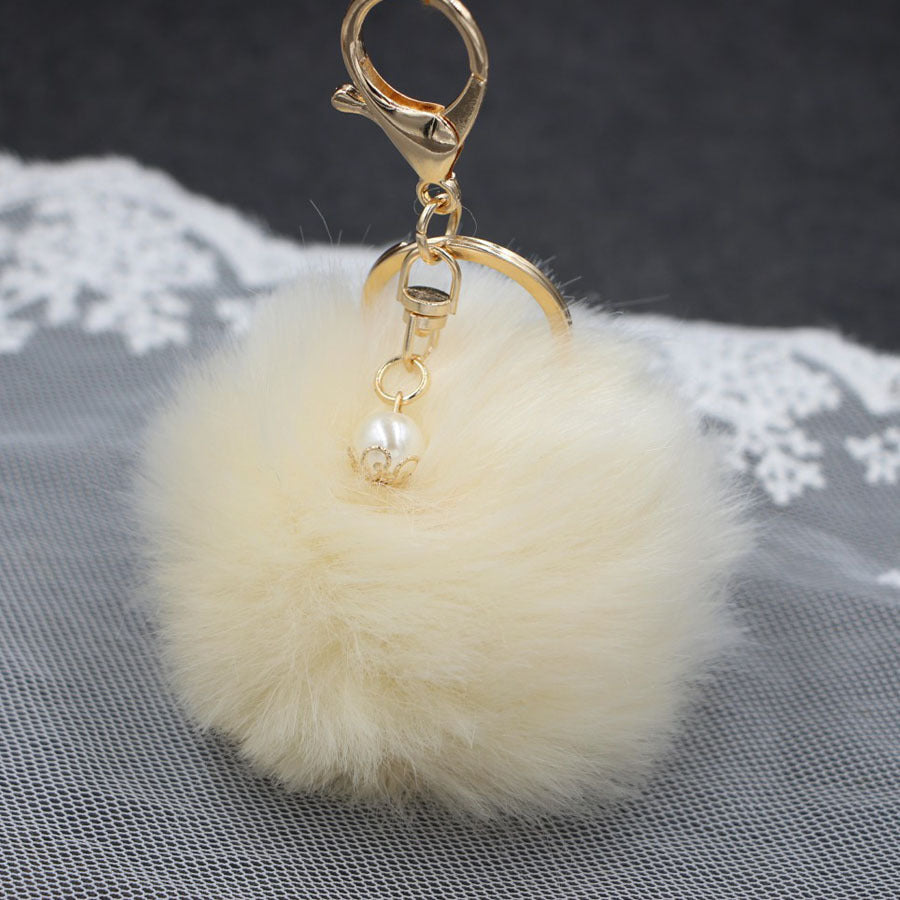 Pearl 8cm Fur Ball Keychain