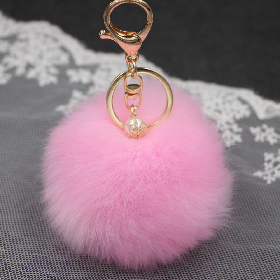 Pearl 8cm Fur Ball Keychain