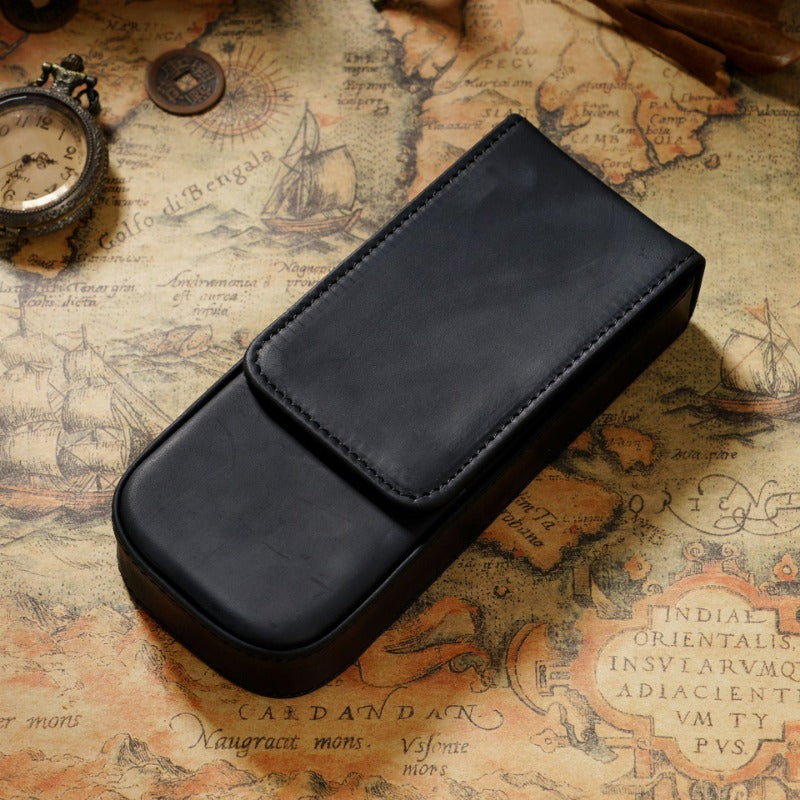 Genuine Leather Handmade Magnetic Drawer Pen Bag