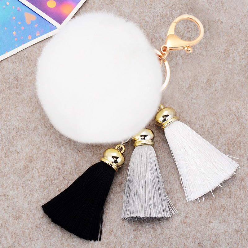 Creative New Plush Ball Tassel Pendant  Plush Keychains