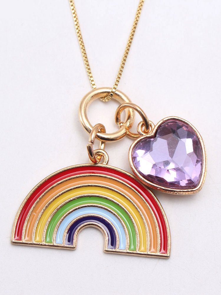 Girls Rainbow Charm Necklace