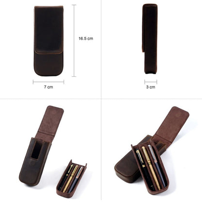 Genuine Leather Handmade Magnetic Drawer Pen Bag