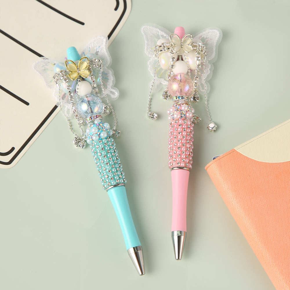 Beaded Pen Pearl Rhinestone Bow Lace Pen Handmade