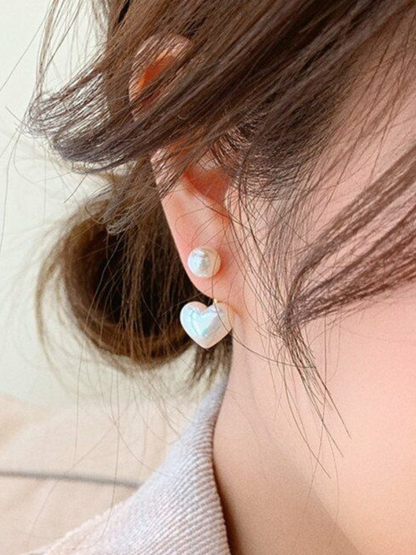 Girls Love's Luster Pearl Heart Earrings