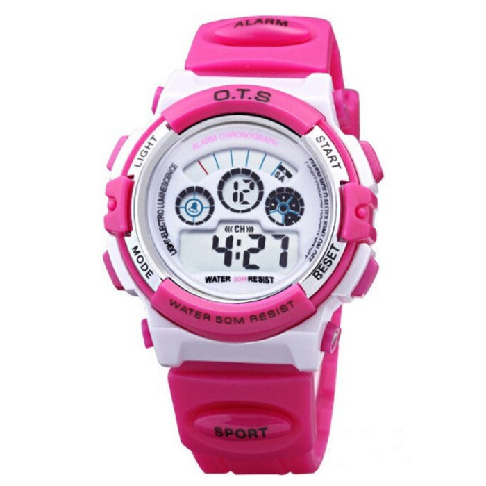 Sportswear Digital Girl's Watch With Pink Silicone Strap