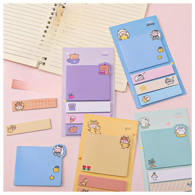 Cartoon Stickers with Sticky Paper Notebooks