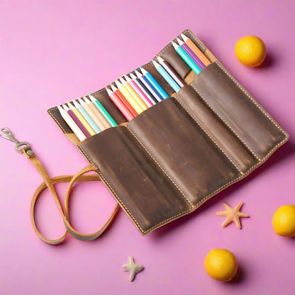 Cowhide Vintage Handmade Multifunctional Pencil Case