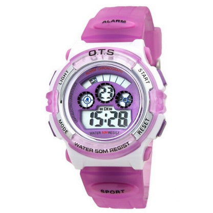Sportswear Digital Girl's Watch With Pink Silicone Strap