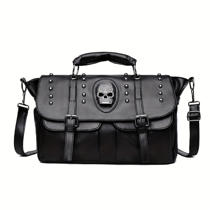 Skull Studded Messenger Bag