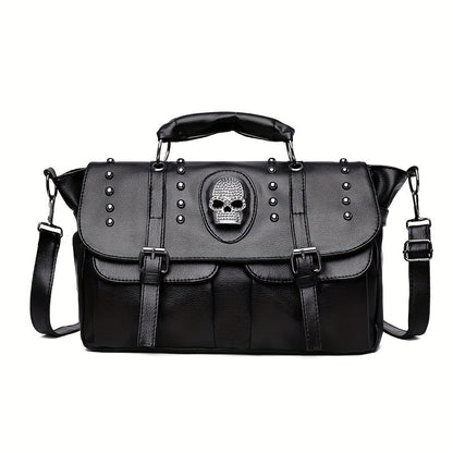 Skull Studded Messenger Bag