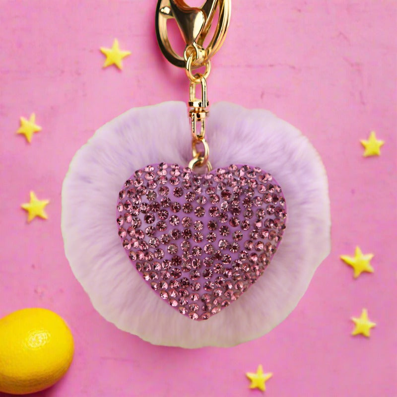 Diamond Love Fur Ball Car Pendant Key Chain