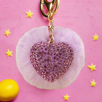 Diamond Love Fur Ball Car Pendant Key Chain