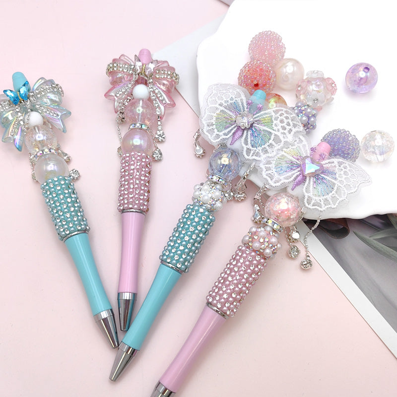 Beaded Pen Pearl Rhinestone Bow Lace Pen Handmade