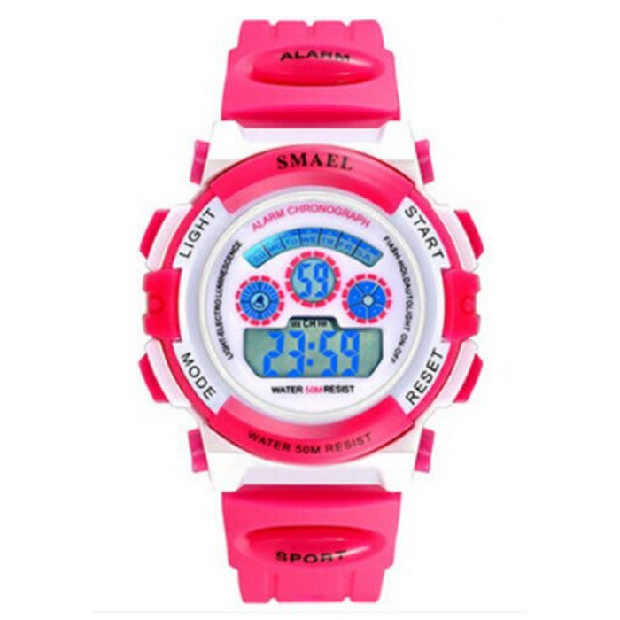 Sportswear Digital Girl's Watch With Pink Silicone Strap