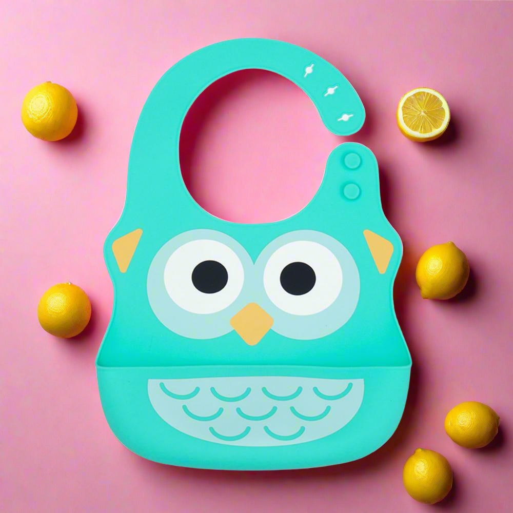 Silica Gel Cartoon Animals Printed Bibs Baby Accessories