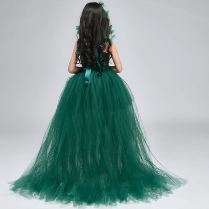 Trailing Green Fairy Halloween Costume Tutu Dress Set