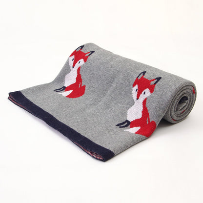 Baby Blanket Cartoon Fox Knitted Blanket