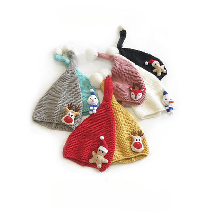 Wholesale Children's Cartoon Christmas Fur Ball Warm Knitted Beanie