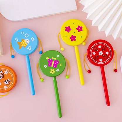 Wooden Cartoon Hand Drum Educational Toy for Children