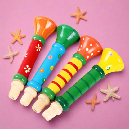 Brightly Colored Wooden Trumpet