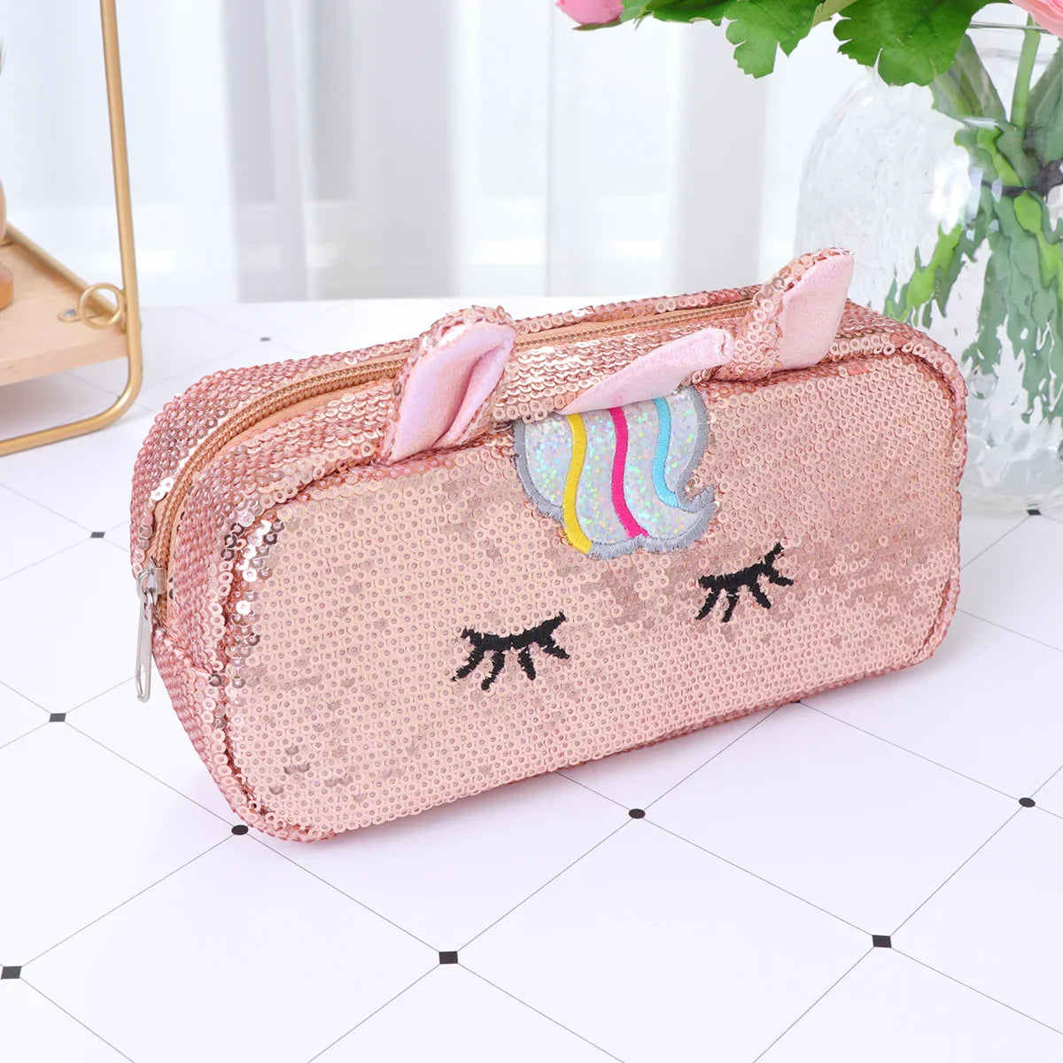 Unicorn Sequin Pencil or Cosmetic Bag