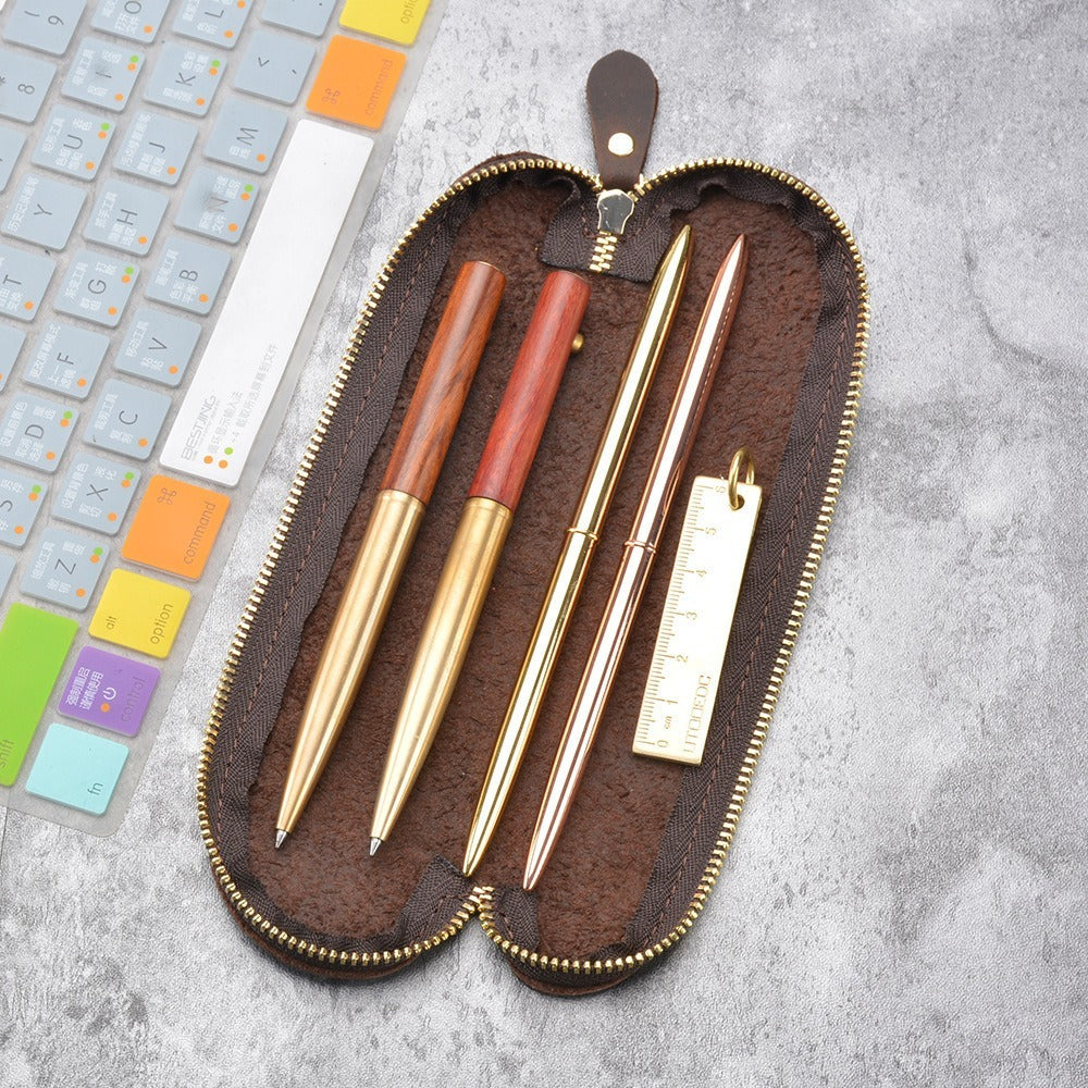Handmade Creative S-shaped Vintage Crazy Horse Leather Pencil Case