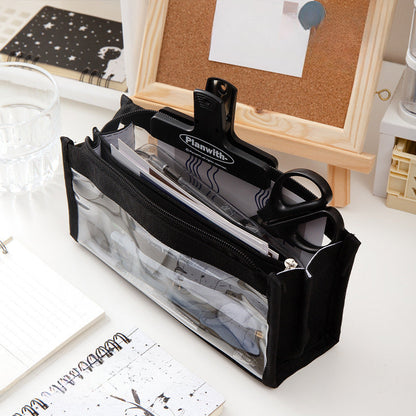 Large Capacity Six-layer Transparent Canvas Pencil Case