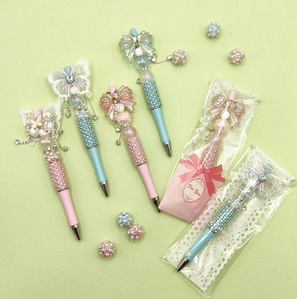 Beaded Pen Pearl Rhinestone Bow Lace Pen Handmade