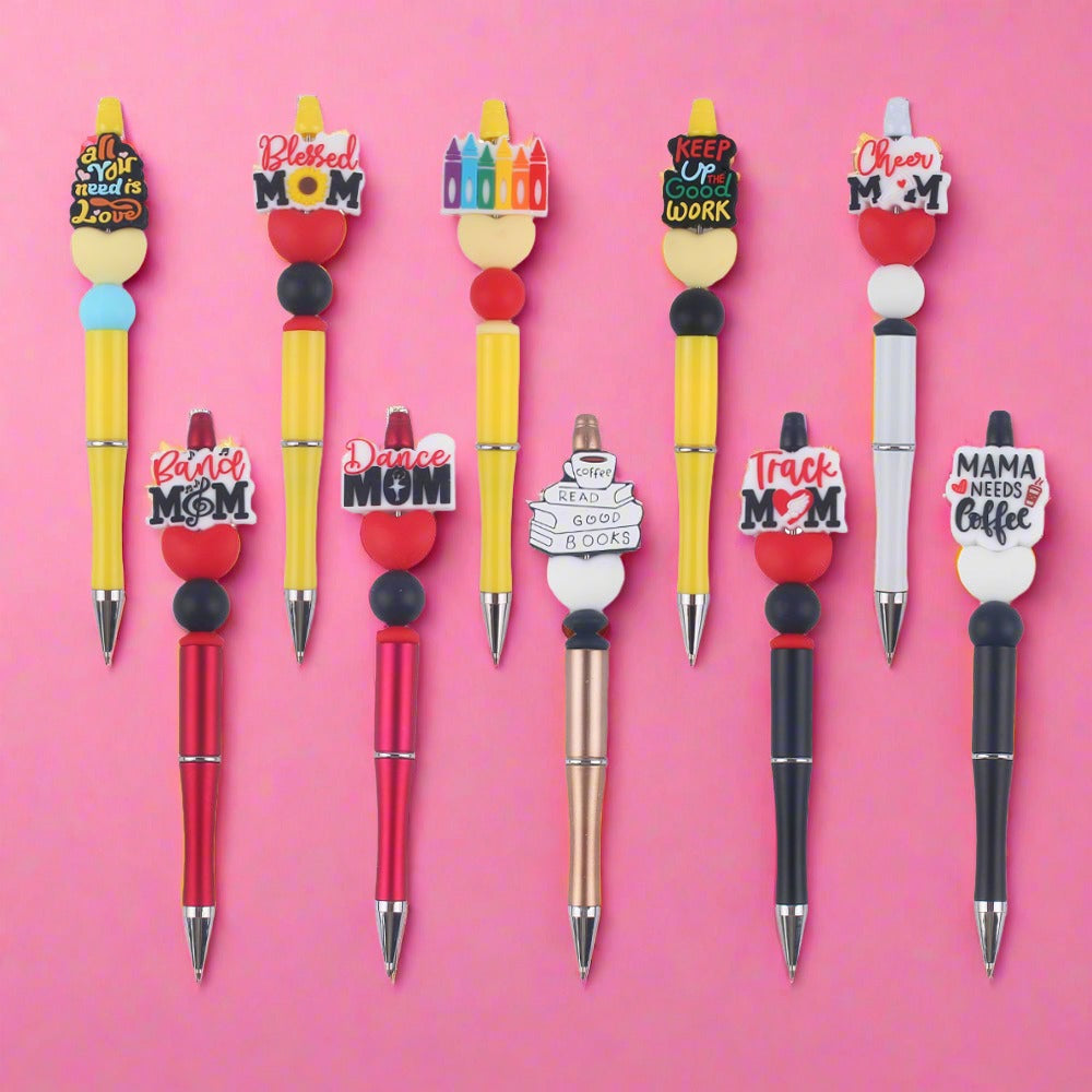 Cartoon Pattern Mother Series Silicone Beaded Ballpoint Pen