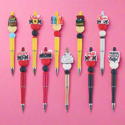 Cartoon Pattern Mother Series Silicone Beaded Ballpoint Pen