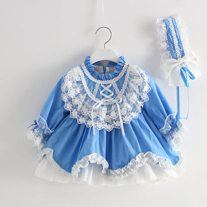 Baby Kid Girls Bow Lace Dressy Birthday Party Spanish Dresses Princess Dresses And Accessories Headwear Wholesale 408410304