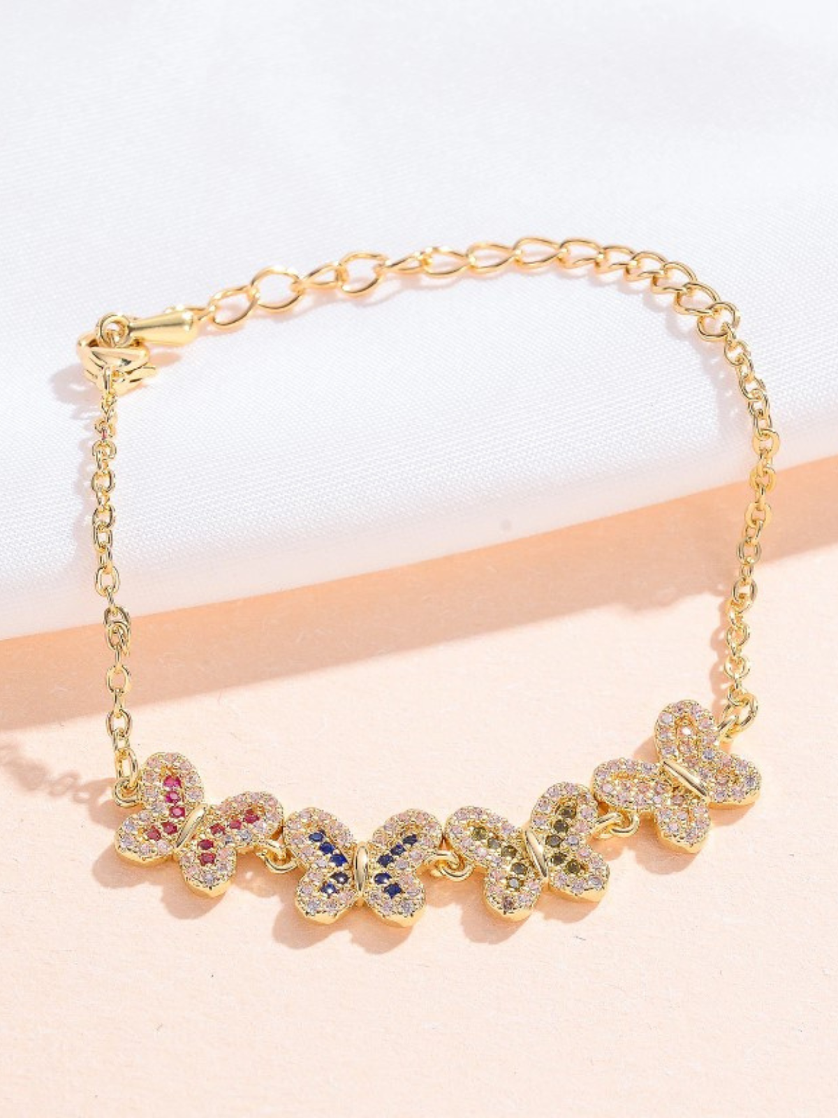 Enchanting Wings Butterfly Charm Gold Plated Bracelet