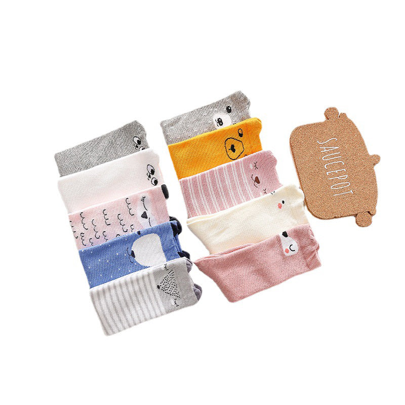 Baby Kid Girls Boys Striped Letters Animals Cartoon Socks